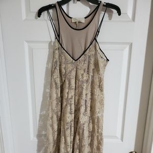 MAX AZRIA COLLECTION EMBROIDERED RUFFLE HEM DRESS